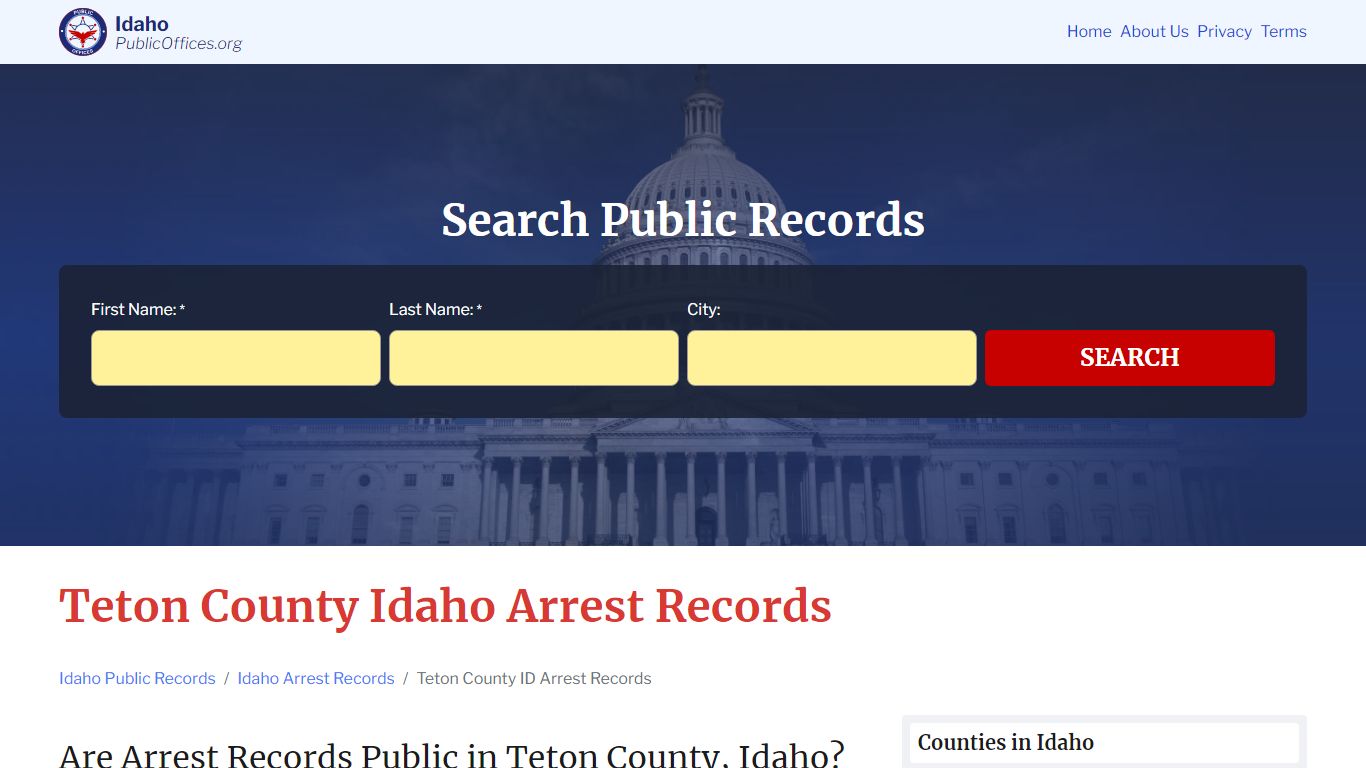 Teton County, ID Arrest Records Search – PublicOffices.org