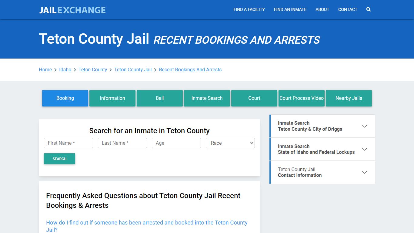 Teton County Jail Recent Bookings And Arrests - Jail Exchange