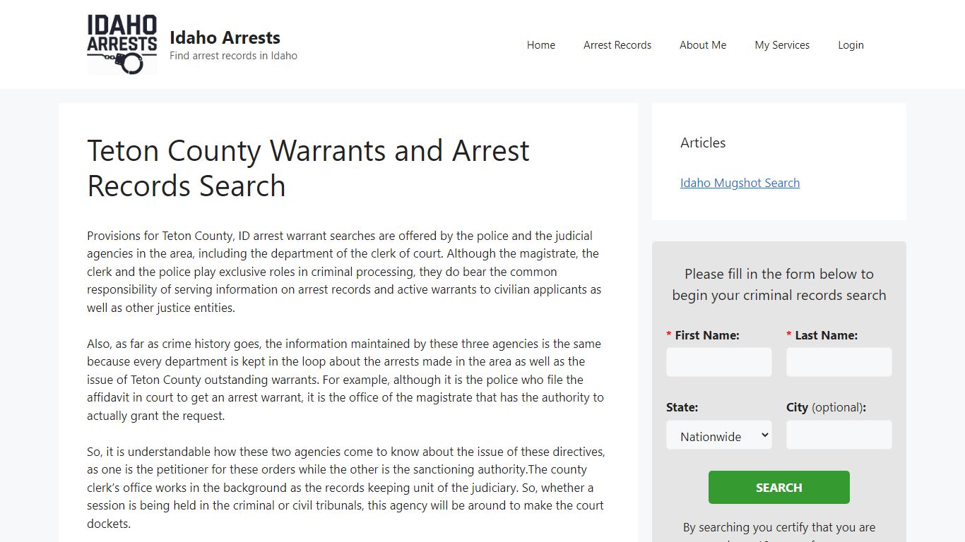 Teton County Warrants and Arrest Records Search - Idaho Arrests