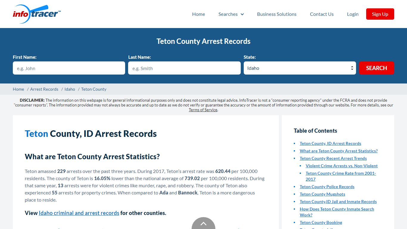 Teton County, ID Arrests, Mugshots & Jail Records - InfoTracer