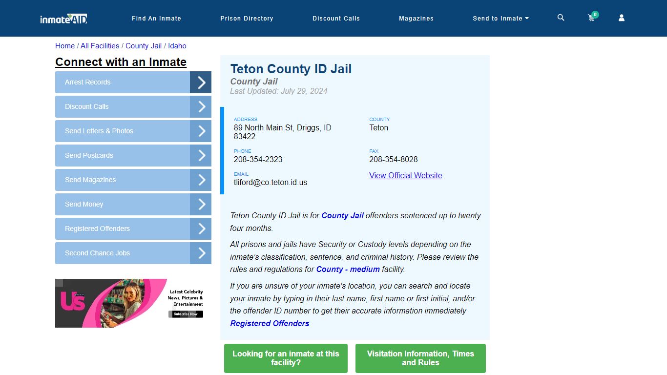 Teton County ID Jail - Inmate Locator